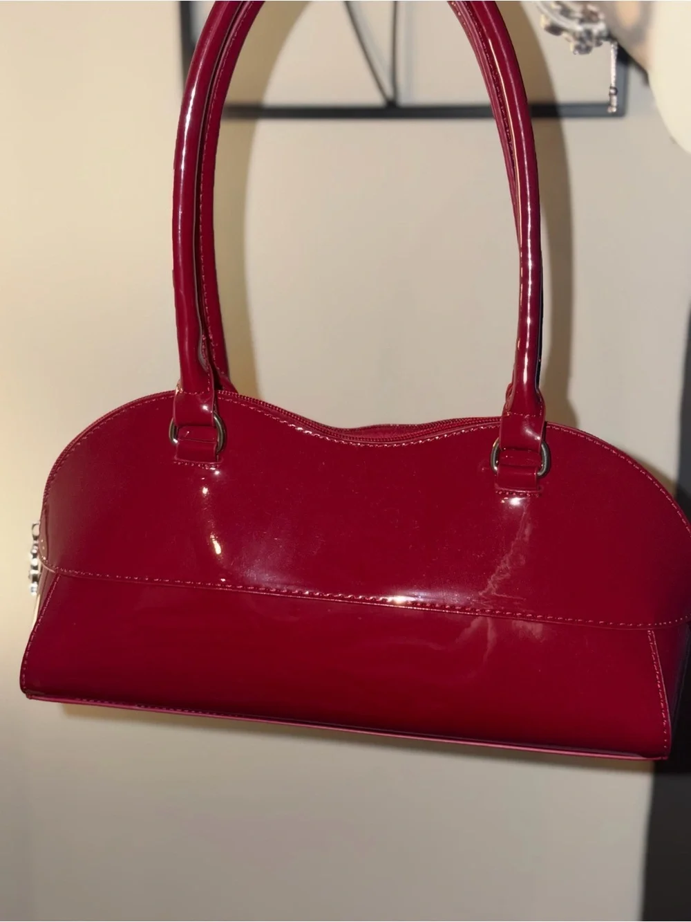 HUDA BEAUTY Shiny Red Patent Shoulder Bag